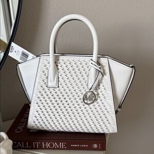 Michael Kors White Woven Satchel